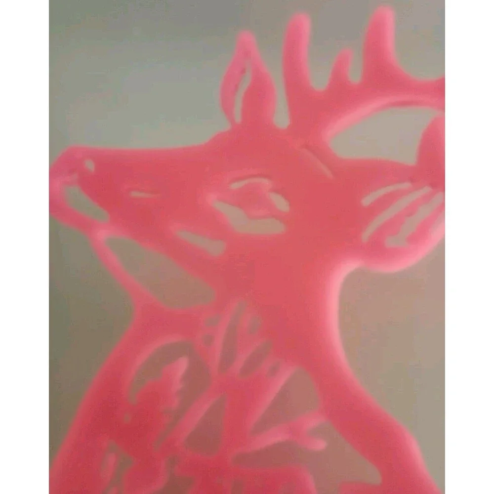 Deer Silhouette Pink Resin With Deer & Pine Trees Inside Homemade Home Decor New